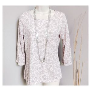 Kim Rogers Pink Floral Glitter Top